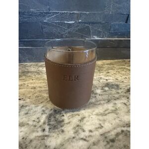 High end luxury Bourbon Rocks, Clayton & Crume Leather Wrapped Glass